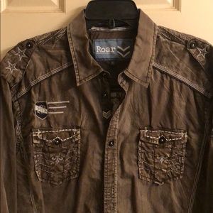 Roar Men’s faded Brown button shirt.